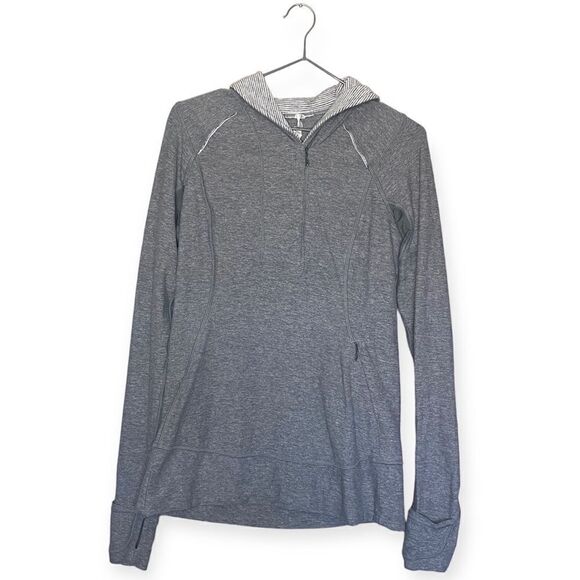 Lululemon Heather Grey Half-Zip Running Lycra Sweater Size 8 - Picture 1 of 9